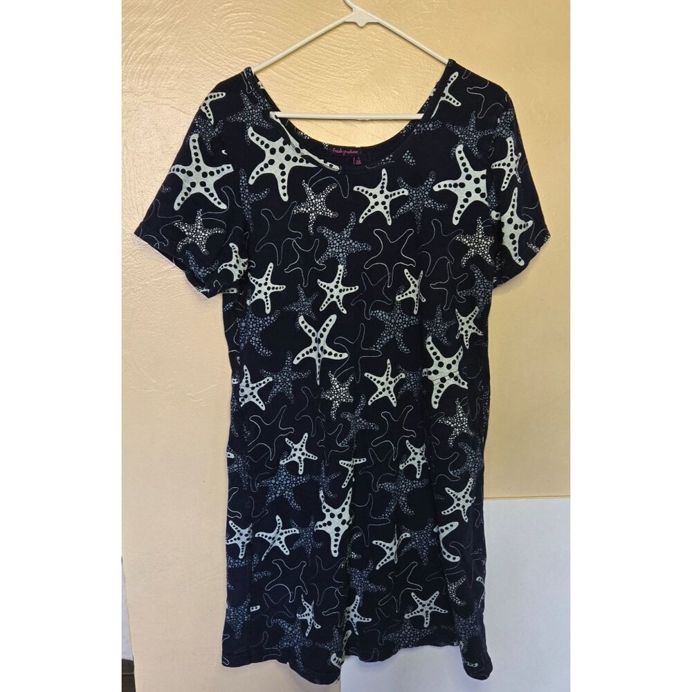 Fresh Produce 100% Cotton Starfish Print Dress With Pockets Casual Classic Sz Sm